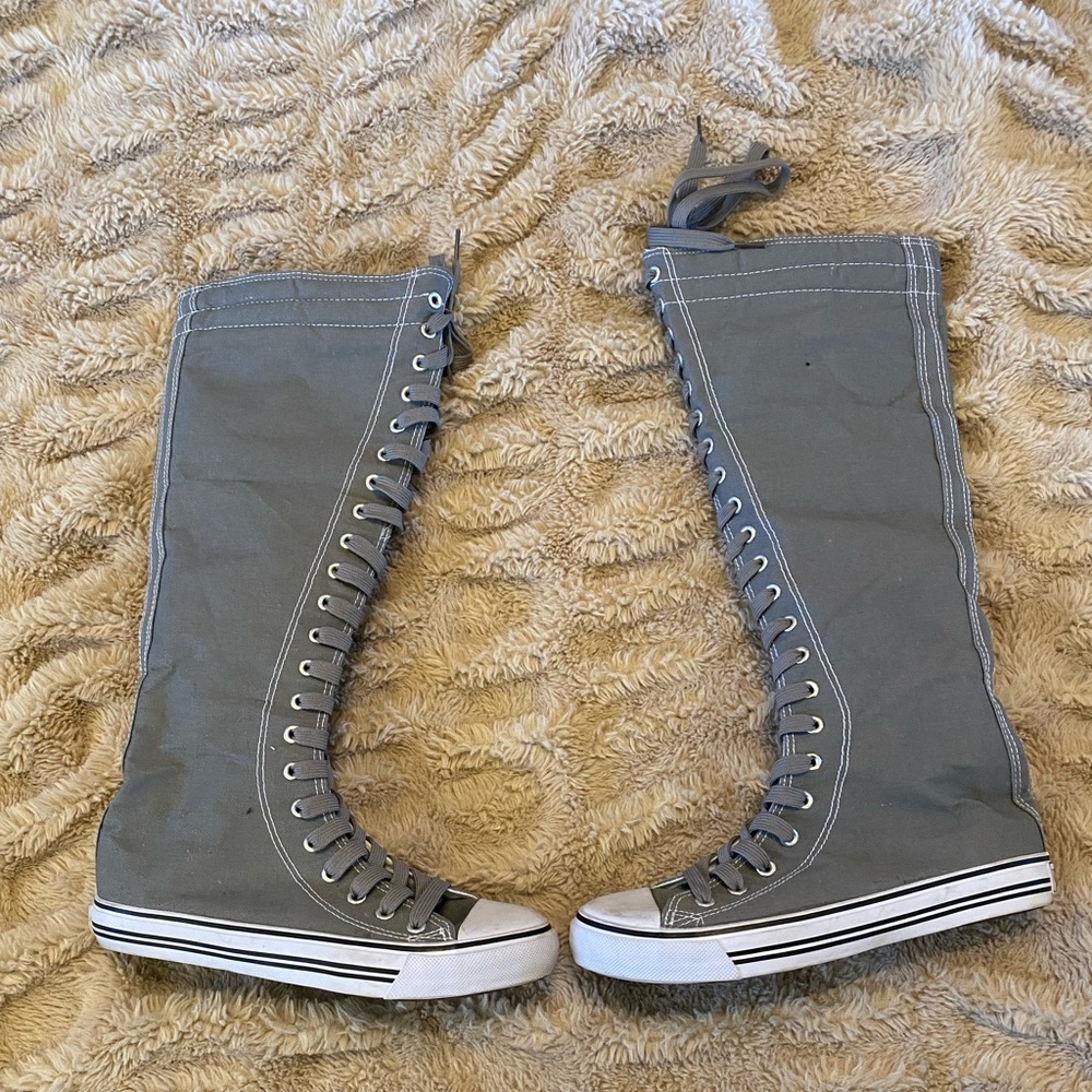 Knee high lace up sneakers